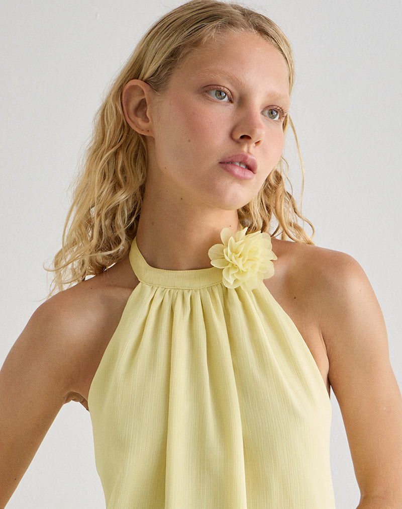 Margaux Mini Dress in Chiffon Lemon