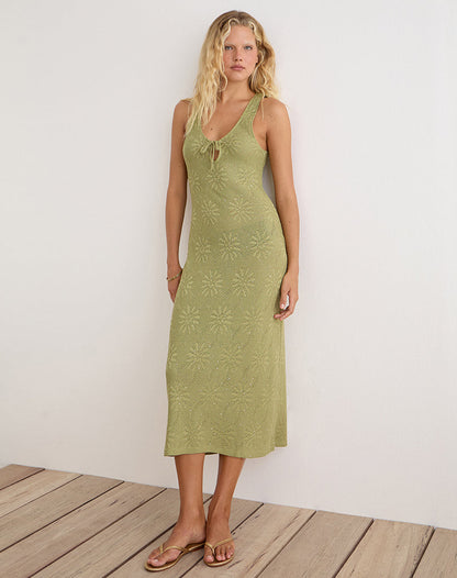 Masela Midi Dress in Sequin Knit Green