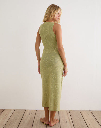 Masela Midi Dress in Sequin Knit Green