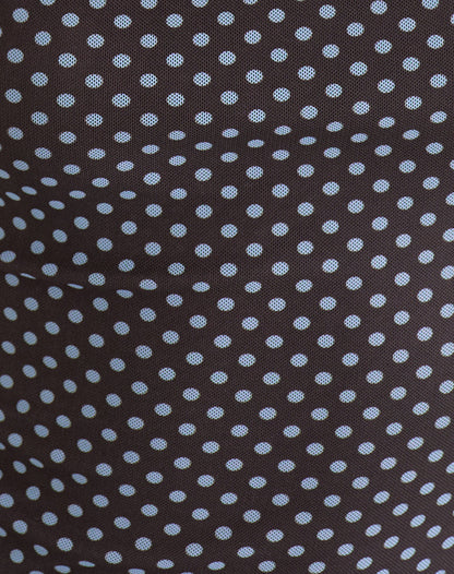 Mawa Maxi Dress in Brown with Compact Blue Polka Dots