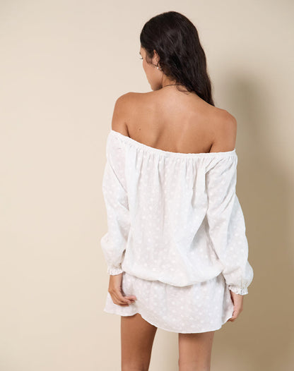 Melisandre Mini Dress in Broderie Ivory