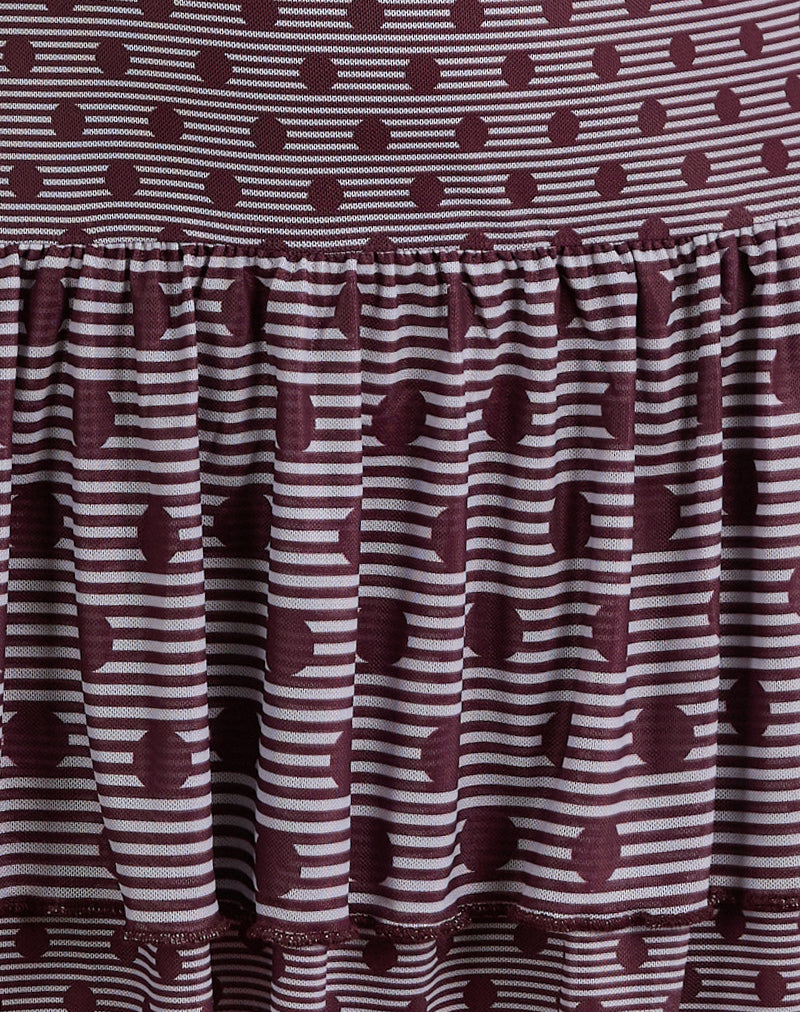 Midea Bandeau Dress in Stripe Polka Plum