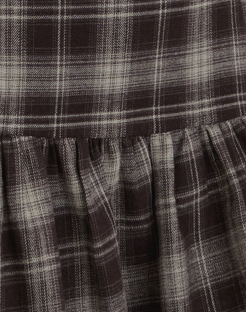 Miyori Square Neck Mini Dress in Grey Check