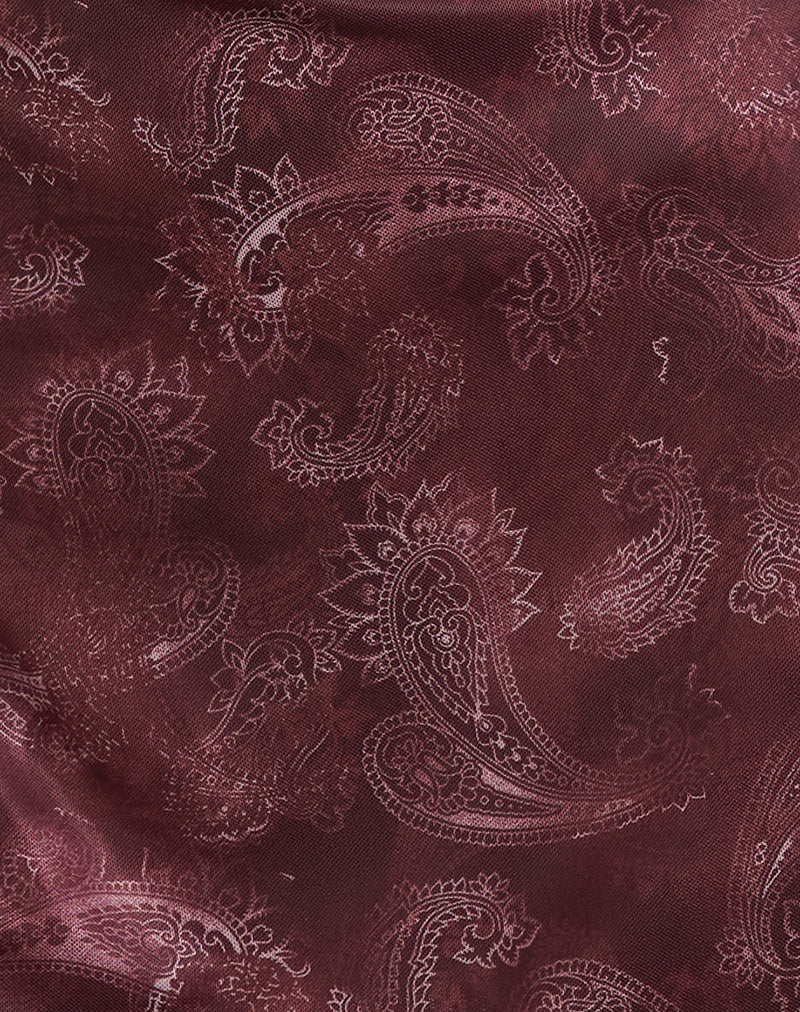 Modena Long Sleeve Mini Dress in Tonal Paisley Plum