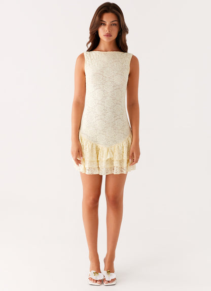 Manuka Ruffle Mini Dress - Yellow