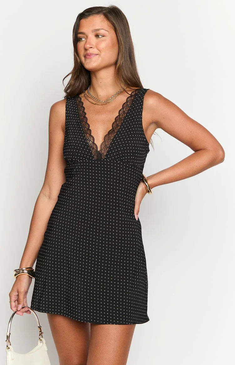 Oblivion Black Polka Dot Mini Dress