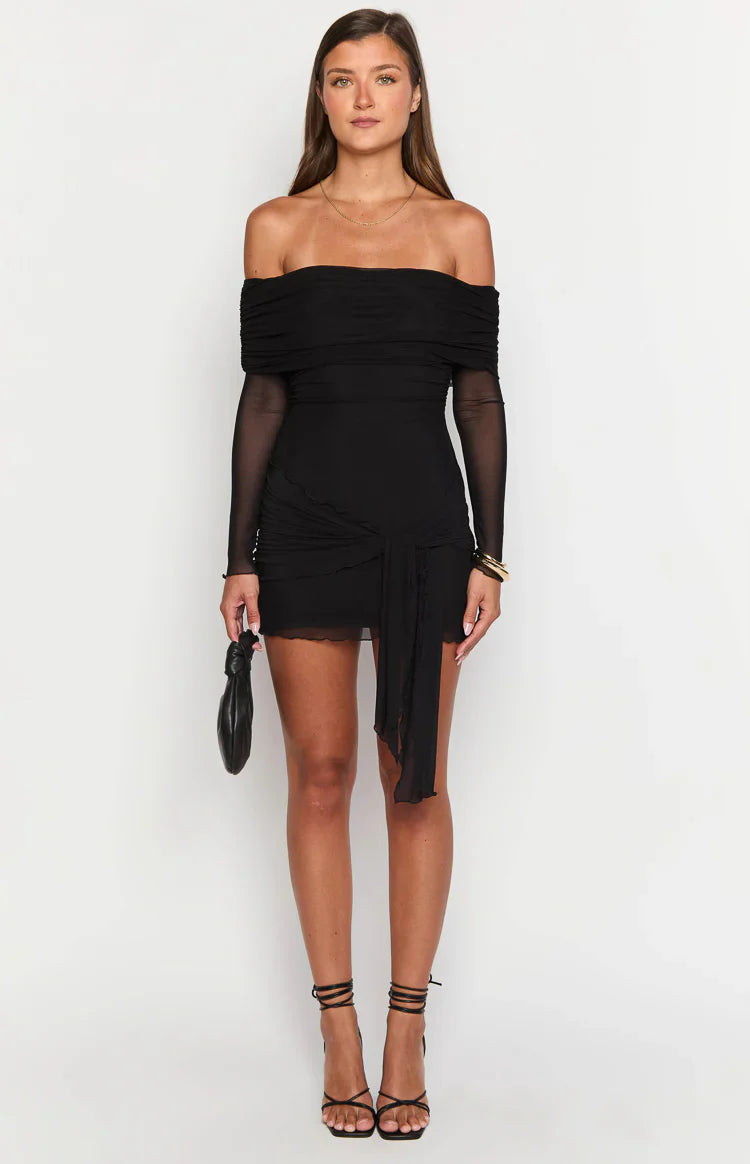 Paige Black Off The Shoulder Mini Dress