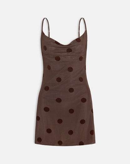 Pastila Mini Dress in Big Polka Flock Brown