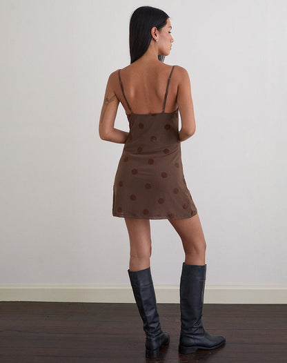 Pastila Mini Dress in Big Polka Flock Brown