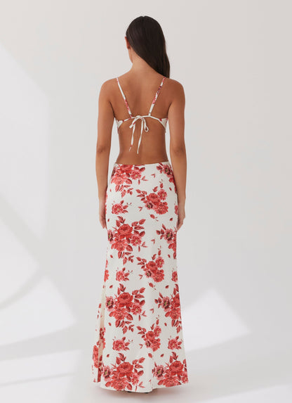 Rosie Satin Maxi Dress - Rosa Floria