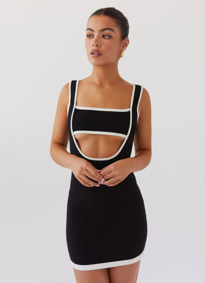 Lost In Paris Knit Mini Dress - Black