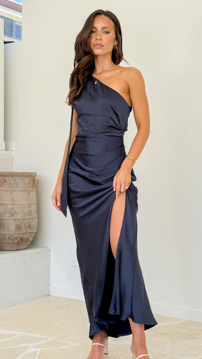 Halle One Shoulder Maxi Dress - Navy