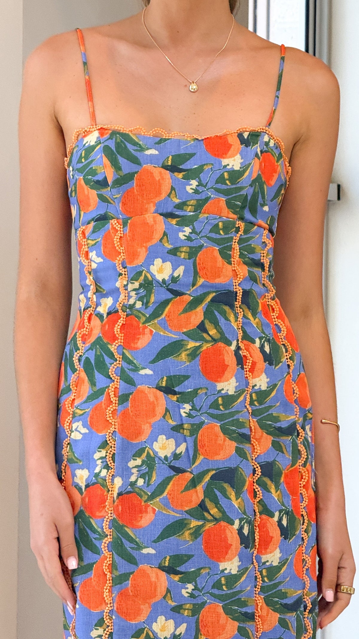 Carlia Midi Dress - Orange Print