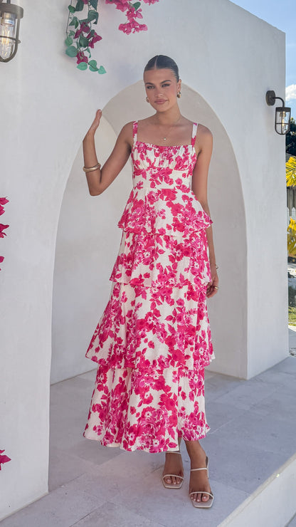 Odilia Maxi Dress - Pink/White Floral