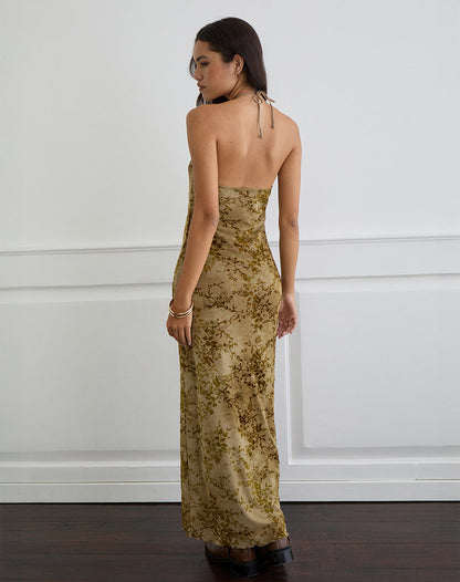 Rabika Maxi Dress in Burn Velvet Green