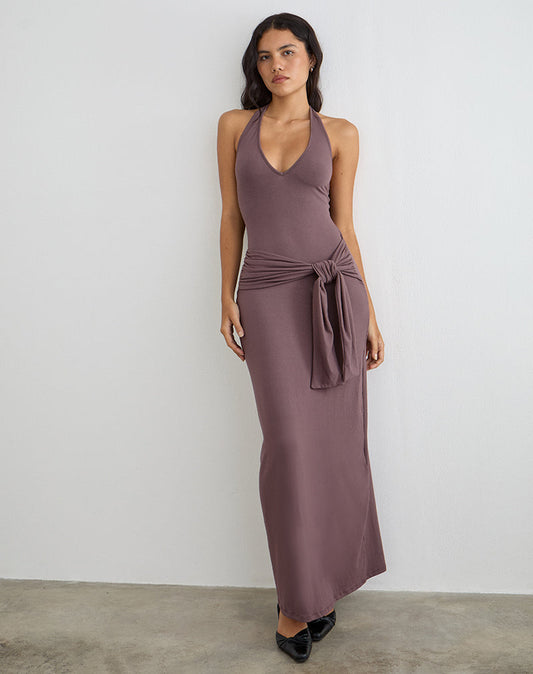 Rohesia Maxi Dress in Deep Taupe