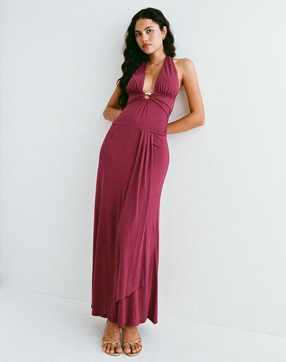 Ryoko Maxi Dress in Cupro Burgundy