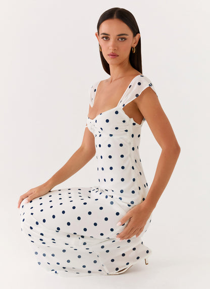 Roma Notte Maxi Dress - Porcelain Blue Polka Dot