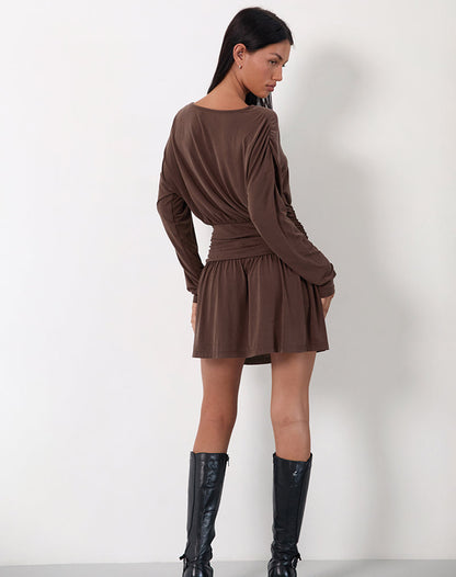 Sanuli Mini Dress In Bitter Chocolate