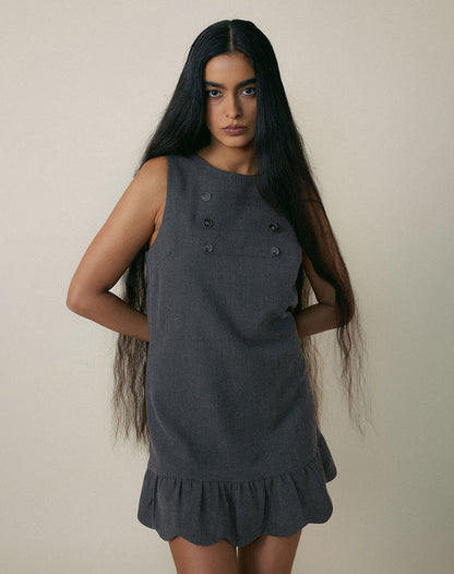 Saraya Mini Dress in Tailoring Grey Blue