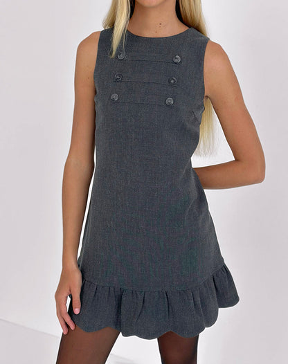 Saraya Mini Dress in Tailoring Grey Blue