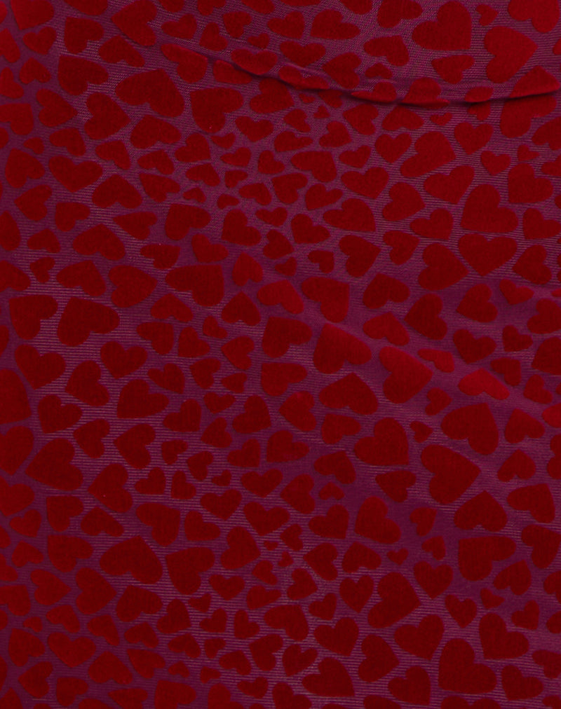 Sevila Long Sleeve Mini Dress in Heart Flock Maroon