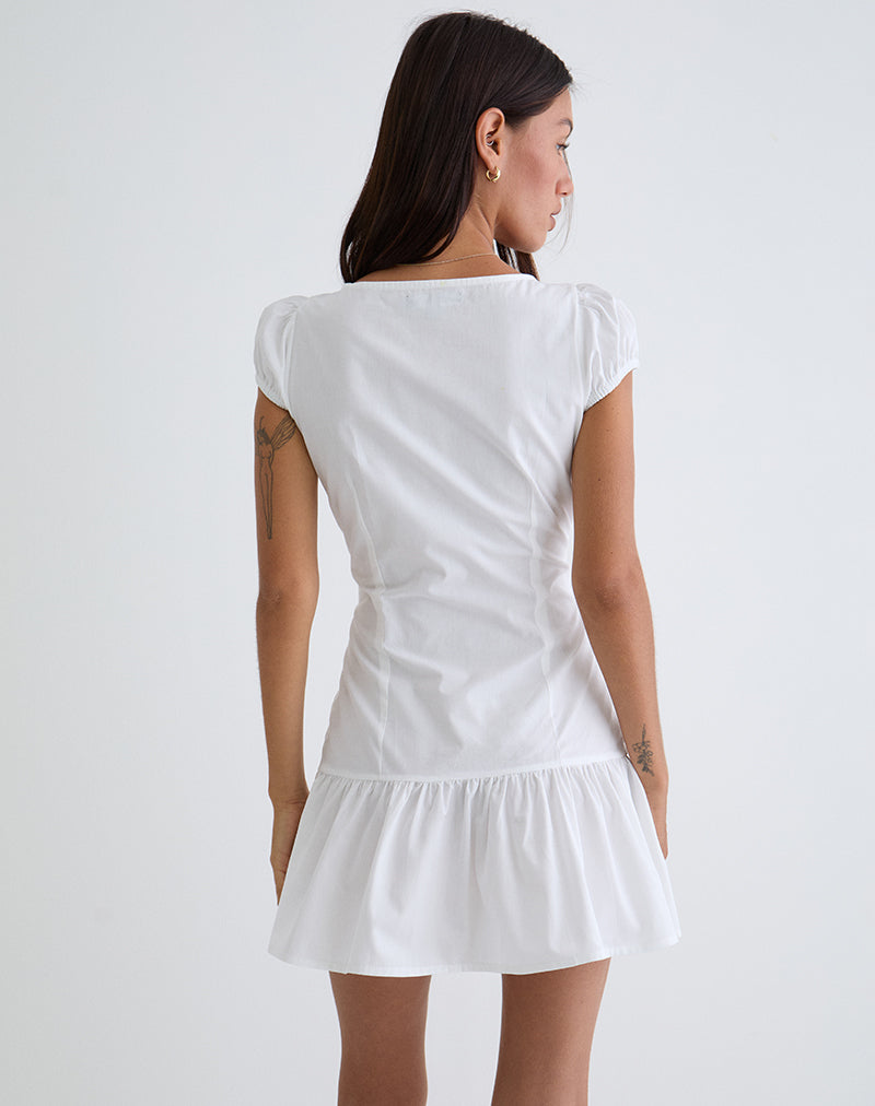 Silesa Ruched Mini Dress in White