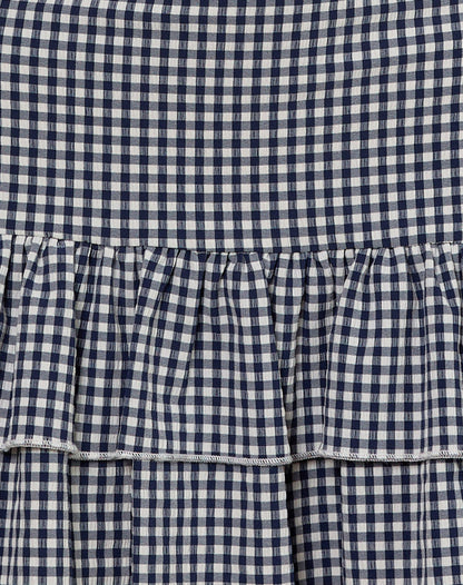 Sitav Dress in Seersucker Gingham Navy