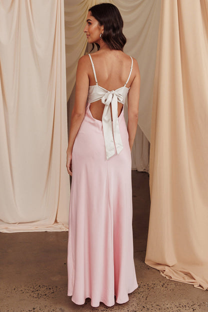 Bayleigh Low Bow Tie Back Dress Pink