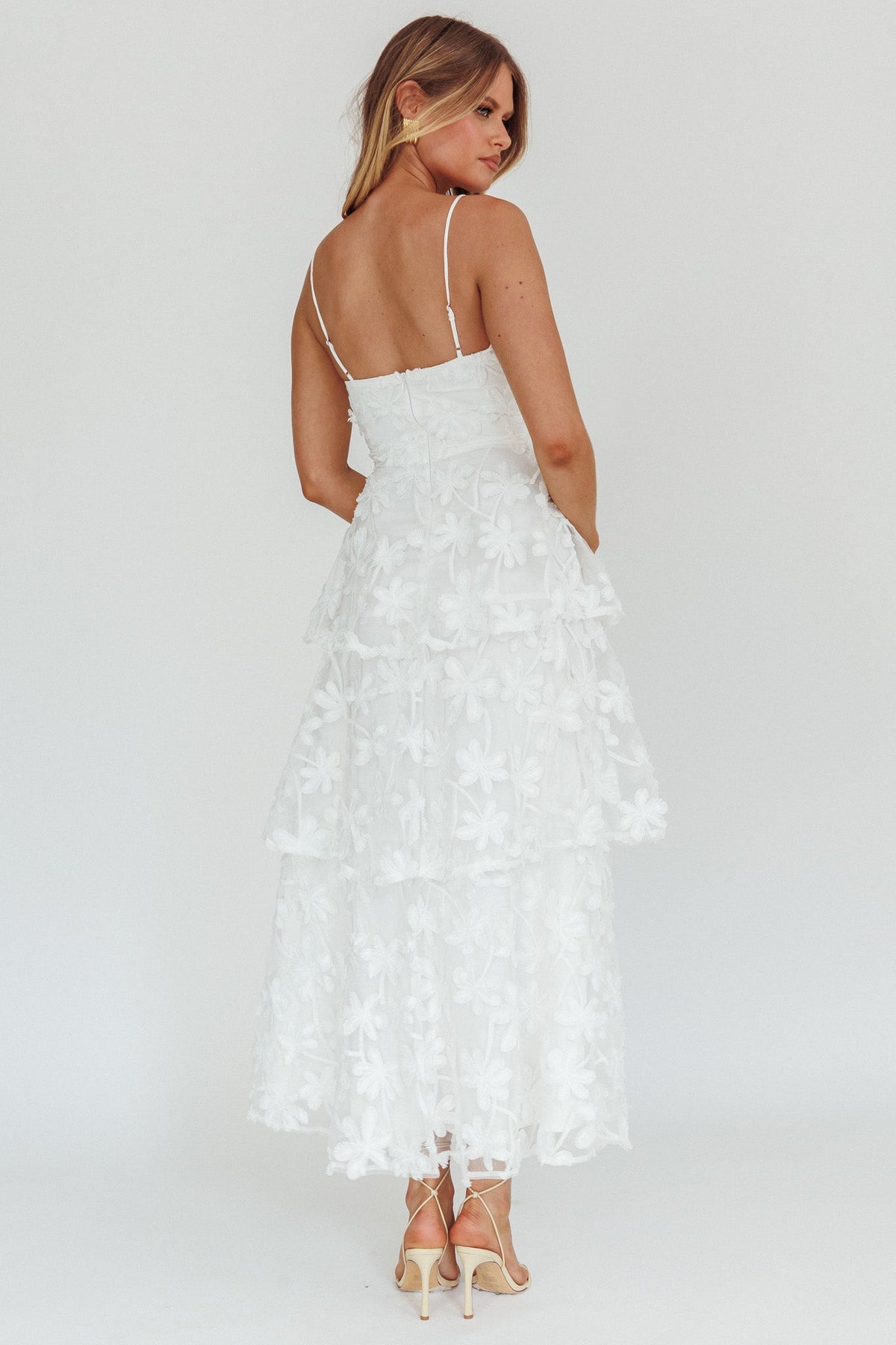 Dori Floral Embellished Maxi Dress White