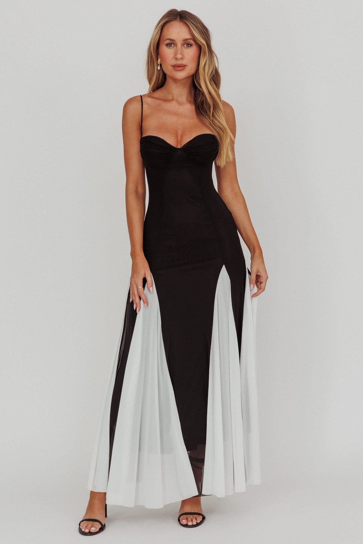 All Mine Godet Hem Maxi Dress Black