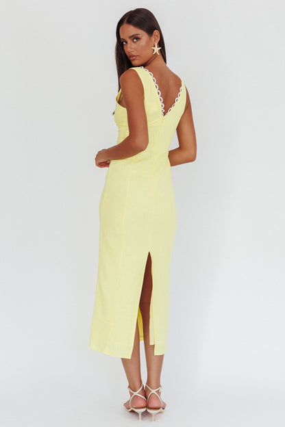 Chamberlain Scallop Trim V-Neck Maxi Dress Butter