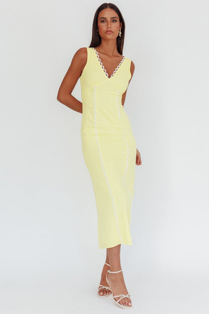 Chamberlain Scallop Trim V-Neck Maxi Dress Butter