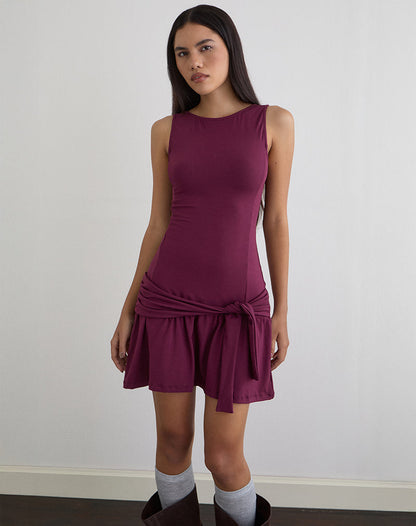 Supriati Mini Dress in Rayon Jersey Deep Purple