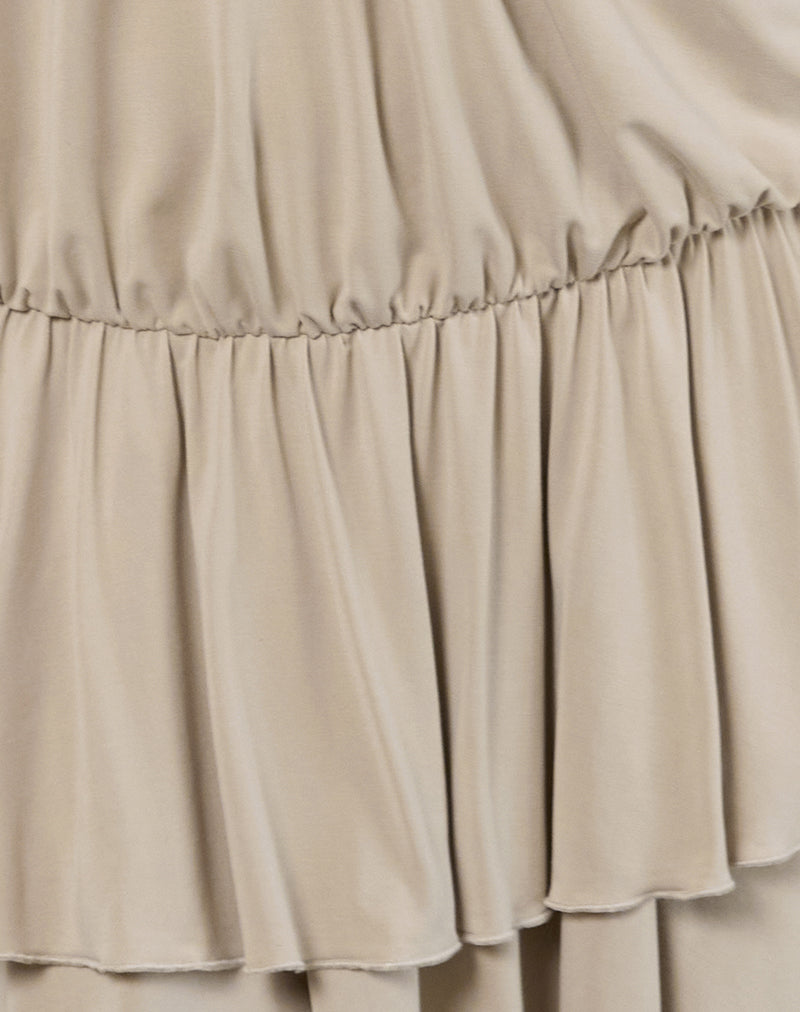 Suraya Plunge Mini Dress in Cupro Oatmilk