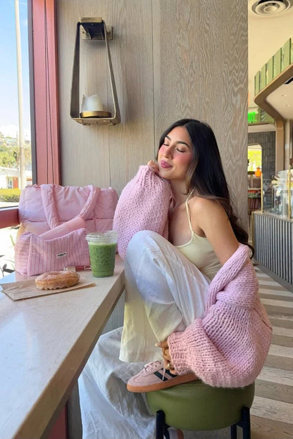 Sorbet Pink Chunky Cardigan