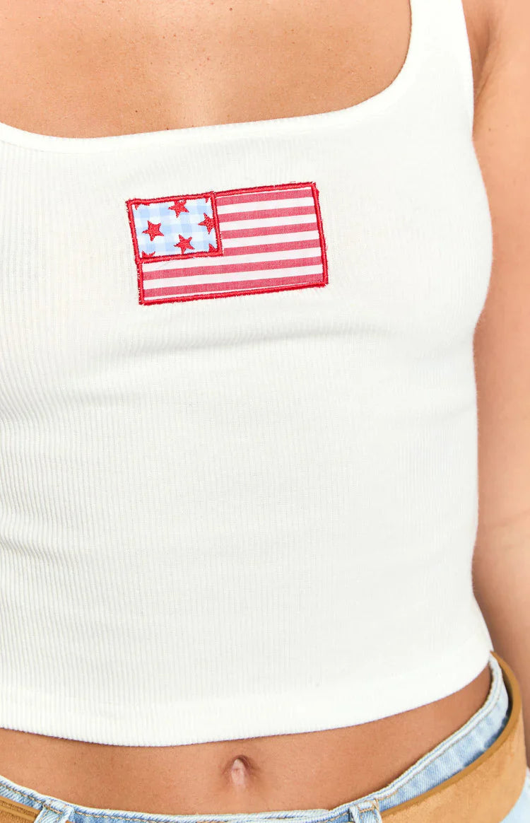 Suzie White USA Embroidered Tank Top
