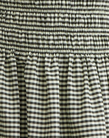 Undine Midi Dress in Mini Gingham Dark Green