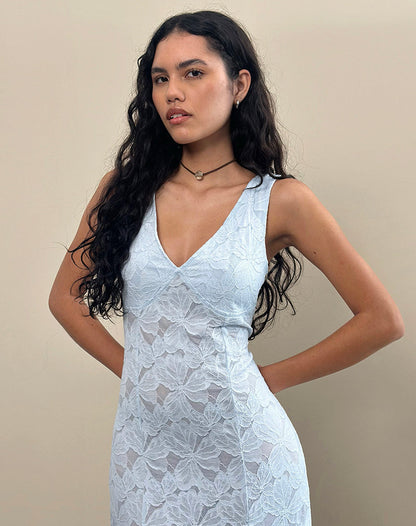 Valea Midi Dress in Zinnia Lace Blue