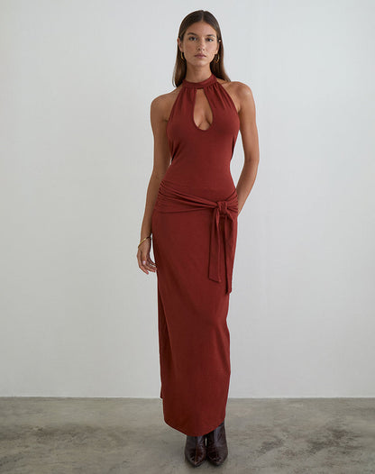 Viorela Maxi Dress in Jersey Fired Brick