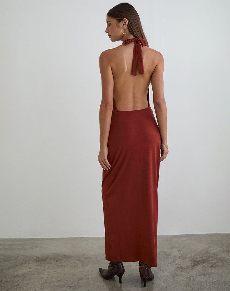 Viorela Maxi Dress in Jersey Fired Brick