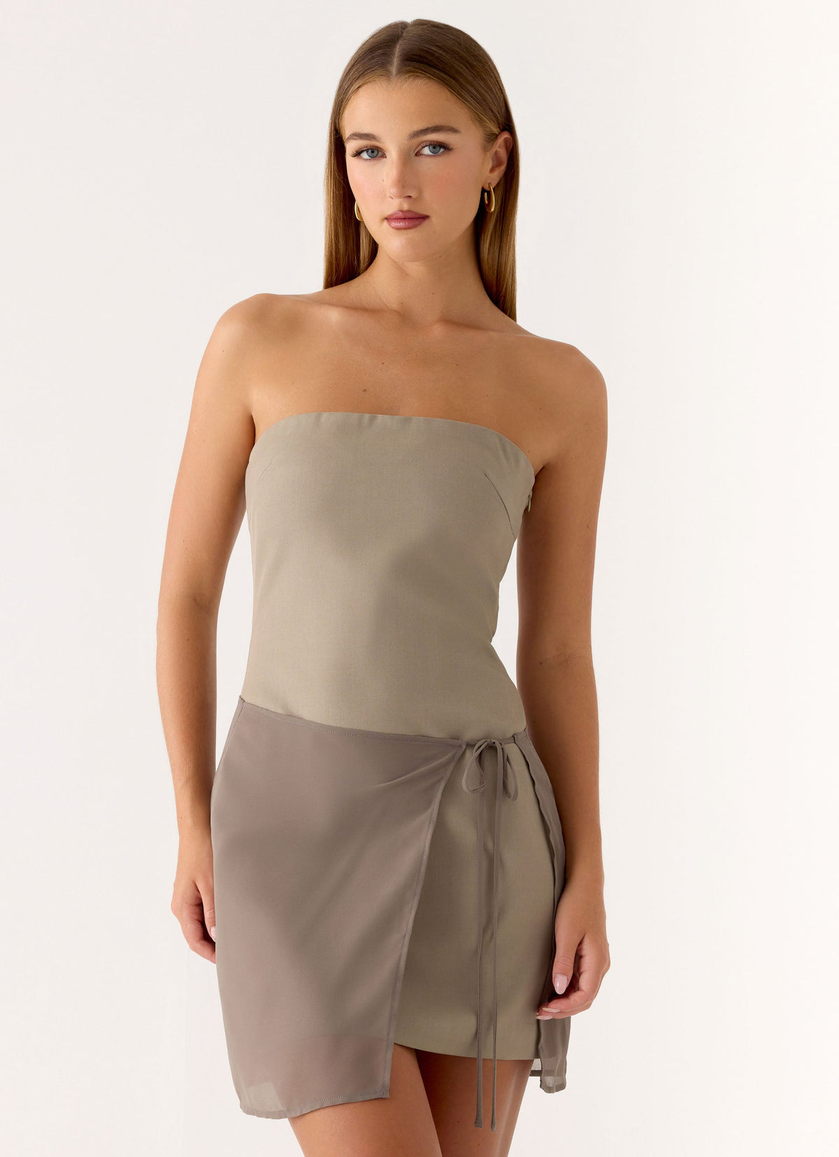 Via Veneto Mini Dress - Sand Brown
