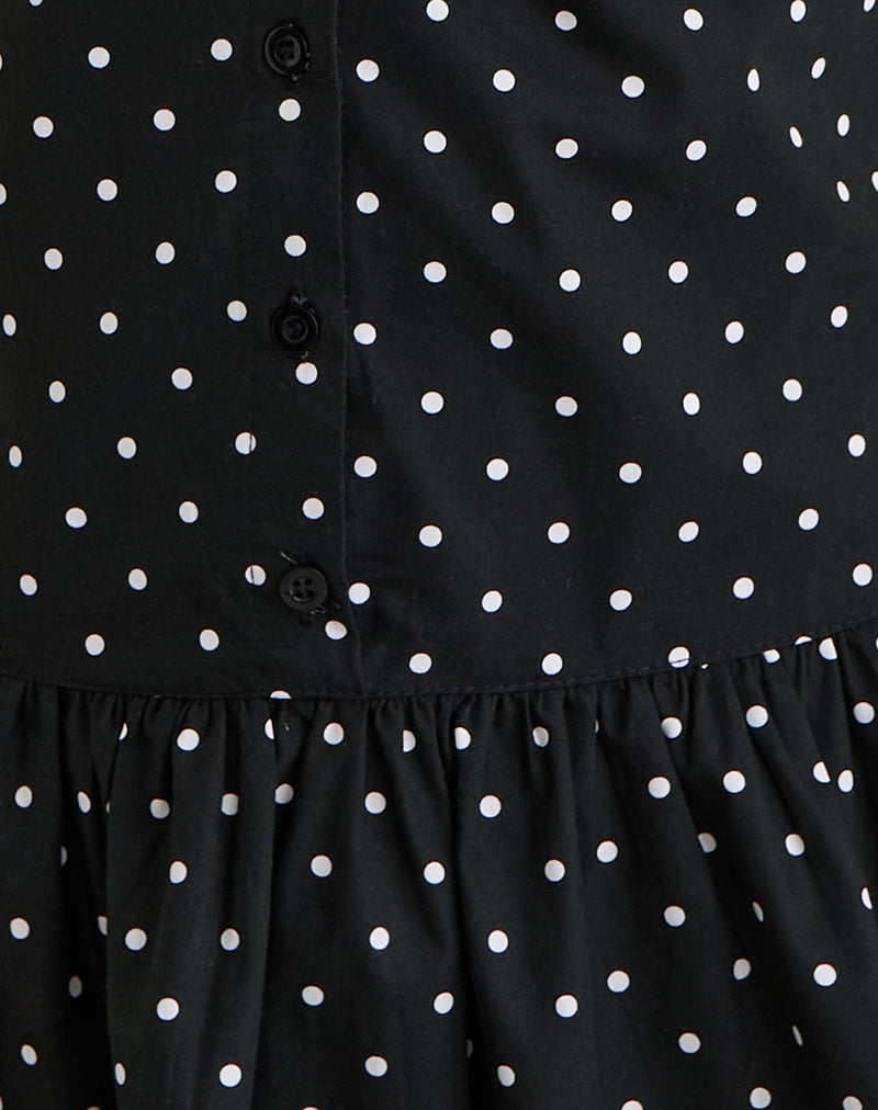 Yadara Mini Dress in Polka Black
