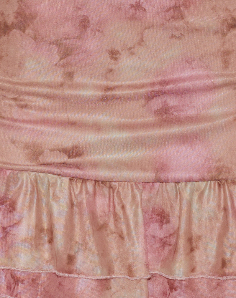 Yoriko Halterneck Mini Dress in Smoky Floral Peach