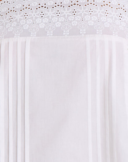 Yoshiko Broderie Trim Mini Dress in White