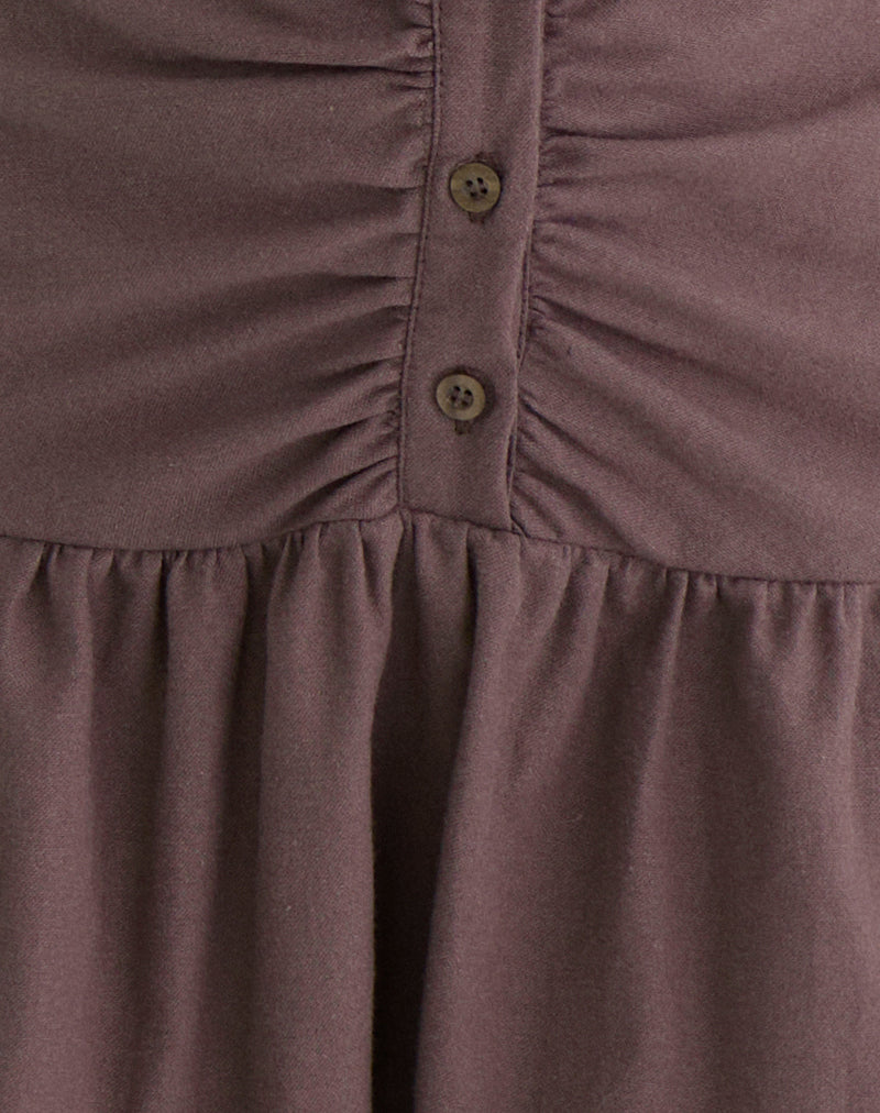 Yuha Buttoned Mini Dress in Deep Taupe