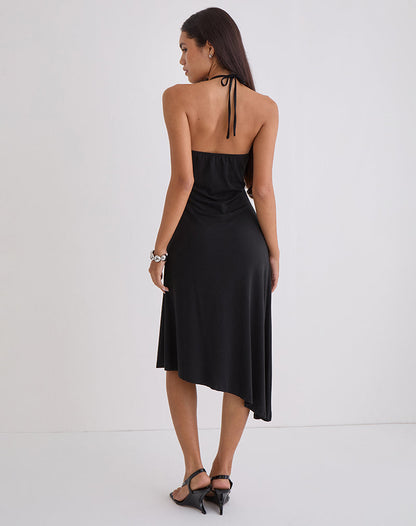 Zavine Midi Dress in Cupro Diamante Flower Black