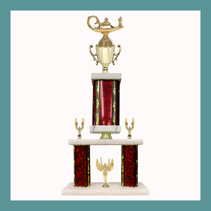 Academic Marble Mini Two Poster Pedestal Trophy With Cup