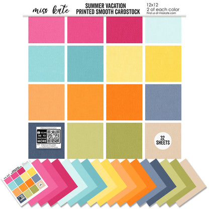 Bargain Bin - Summer Vacation - Linen-Printed Smooth Cardstock Single-Sided