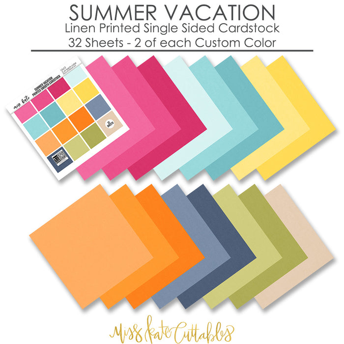 Bargain Bin - Summer Vacation - Linen-Printed Smooth Cardstock Single-Sided